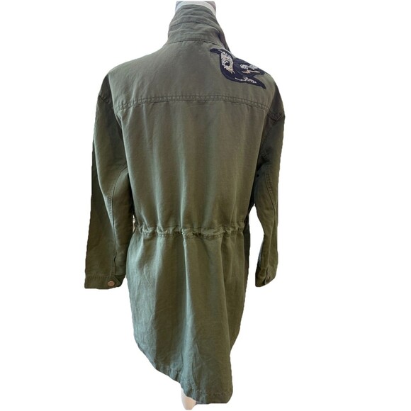 Cabi Utility Military Jacket Sequin Embellished Bird Star Patch Army Green Sz S - Picture 7 of 16